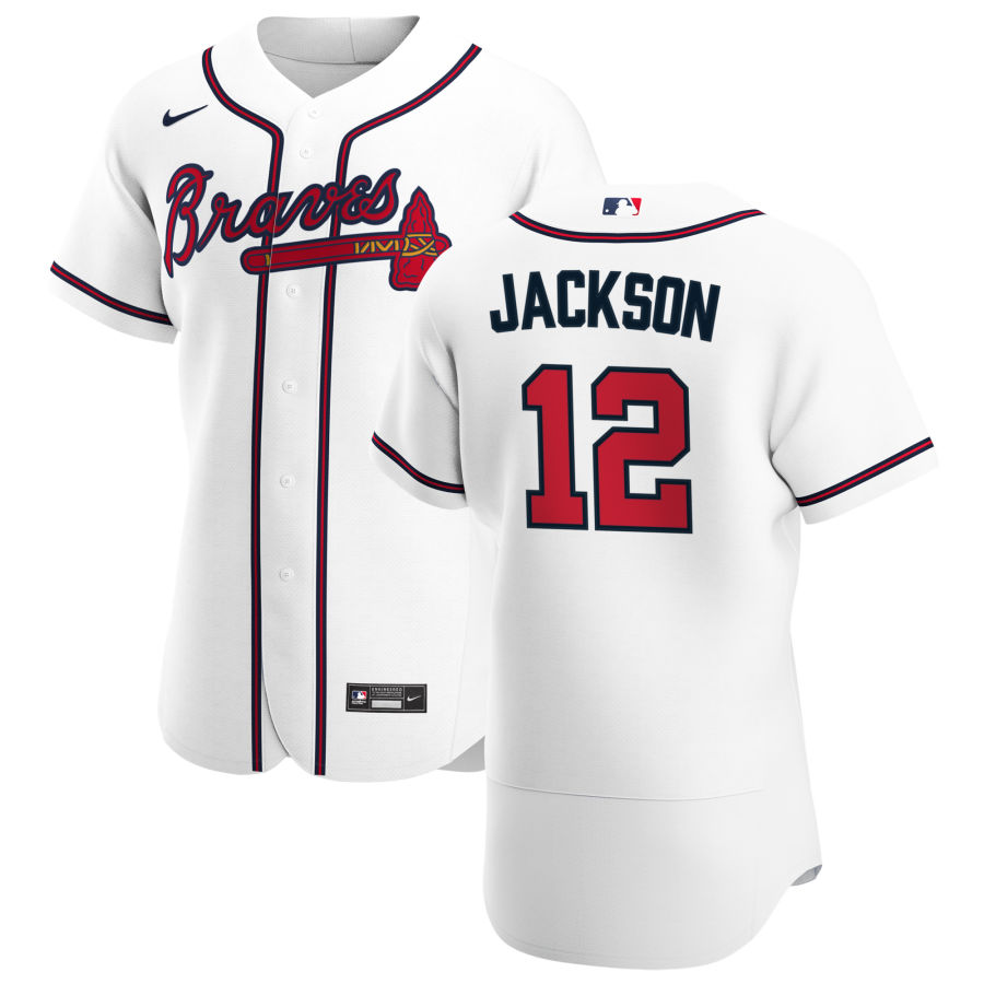 Atlanta Braves 12 Alex Jackson Men Nike White Home 2020 Authentic Player MLB Jersey